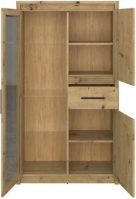 Vitrină joasă 2D1W1S, stejar Artisan, AIRON