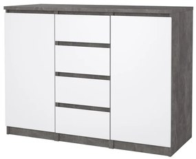 Comodă Simplicity 121 x 50 x 91 cm, gri / alb lucios