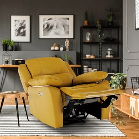 Fotoliu de relaxare, piele / piele ecologică galben, VIVAN