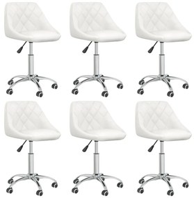 vidaXL Scaune de bucătărie pivotante, 6 buc., alb, piele ecologică