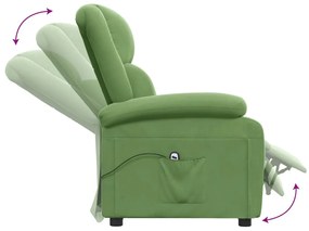 Fotoliu rabatabil electric, verde deschis, catifea