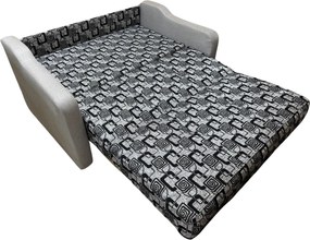 Canapea SAMY extensibila, 2 locuri, cu lada de depozitare, stofa gri cu negru, cadru metalic, 152x100x92 Gri + Negru, Stofa