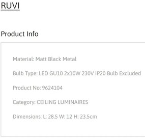 Lustra aplicata metalica design retro RUVI 2 negru
