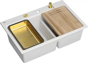 Statie de lucru incastrata Quadron Unique Marc 120 alb - auriu 76x50 cm