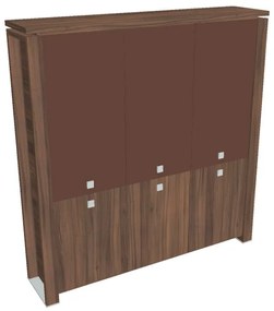 Dulap înalt Verno+ 200 x 46 x 210 cm, uși combinate, nuc / maro