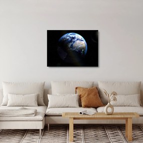 Tablou pe sticlă cu Luna și Pământul (70x50 cm)