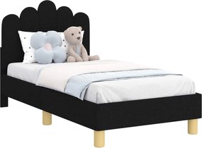 vidaXL Cadru de pat pentru copii cu spătar Negru 70 x 140 cm țesătură