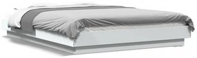 Cadru de pat cu lumini LED, alb, 140x200 cm, lemn prelucrat