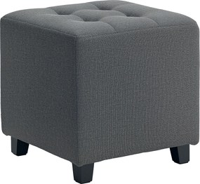 HOMCOM Suport pentru picioare living, ottoman, șezut capitonat în țesătură cu aspect de in cu buzunar lateral, 35 x 35 x 35 cm, gri | Aosom Romania