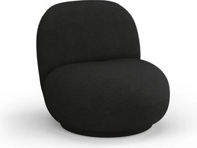 Fotoliu negru cu tapițerie din stofă bouclé Chuck – Micadoni Home