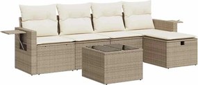 vidaXL Set canapele de grădină cu perne, 6 piese, bej, poliratan