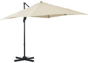 Outsunny Umbrelă de Gradină cu Manivelă cu Rotație 360°, Parasolar Reglabil, 245x245x245 cm, Crem | Aosom Romania