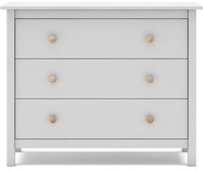 Comodă pentru copii albă joasă din lemn de pin 100x80 cm Max – Marckeric