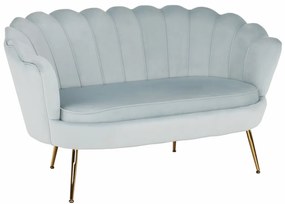 Bancă în stil Art-deco, catifea Velvet gri-albastru/crom auriu, NOBLIN