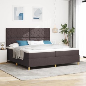 vidaXL Pat cu arcuri cu saltea și LED maro închis 200x200 cm țesătură