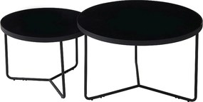 Set 2 masute ITALIA, negru, sticla securizata/metal