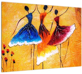 Tablou pe sticlă - Pictură în ulei, balerina (70x50 cm)