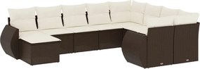 vidaXL Set canapele de grădină cu perne, 10 piese, maro, poliratan