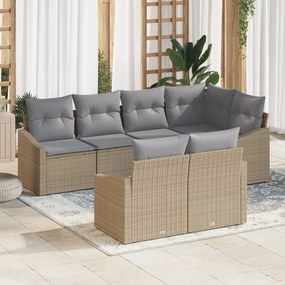 vidaXL Set de canapele pentru grădină 7 pcs Bej Rattan poli