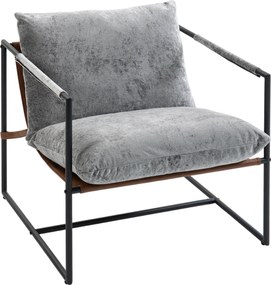 HOMCOM Fotoliu de salon, fotoliu auxiliar tapițat din velur imprimat, șezut larg și structură din oțel, 77x91x80cm, gri | Aosom Romania