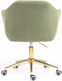 HR832K Scaun Catifea Reiată Premium culoare verde salvie cu Bază Aurie