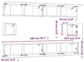 Set dulap TV, 6 piese, stejar sonoma, lemn prelucrat 6, Stejar sonoma, 100 x 30 x 30 cm