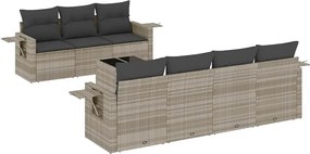 vidaXL Set mobilier de grădină cu perne, 8 piese gri deschis poliratan