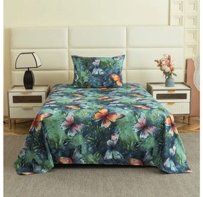Cearsaf din microfibra 140x240 cm si husa pentru perna 50x70 cm COLORFUL BUTTERFLY, colorat