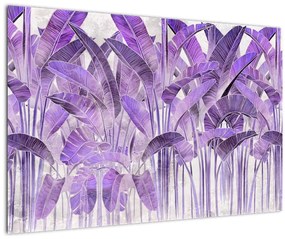 Tablou - Frunze violet în tencuială (90x60 cm)