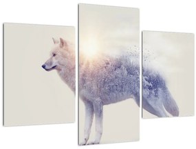 Tablou - Lupul arctic oglindit în peisaj sălbatic (90x60 cm)