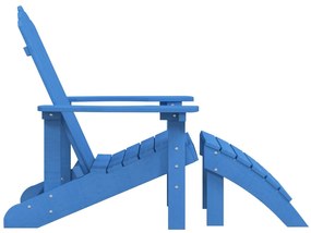 Scaun gradina Adirondack, suport picioare, albastru aqua, HDPE 1, Albastru aqua, fotoliu + suport pentru picioare