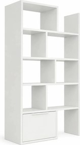 Biblioteca PACO, alb, PAL laminat, 74/130x29x188 cm