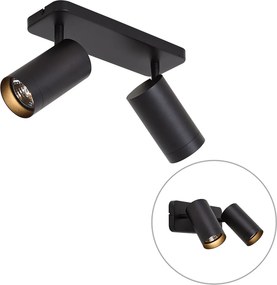 Plafonieră modernă neagră cu 2 lumini GU10 70mm - Jeana Luxe