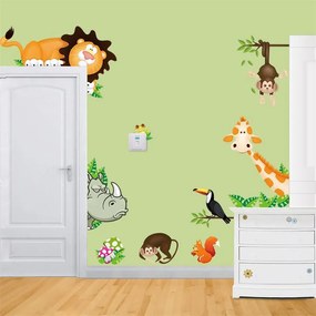 Autocolant de perete "Animalele din junglă" 30x90 cm