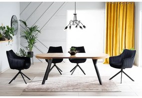 Masă de sufragerie extensibilă 100-250 cm Daphne (stejar + negru) (pentru 4 până la 8 persoane). 1050110