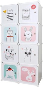 Dulap ATREY, gri, metal/plastic, cu 8 usi, 74x37x148 cm