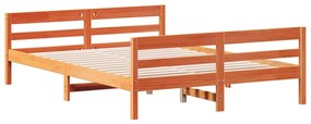842793 vidaXL Cadru de pat cu tăblie, maro ceruit, 120x200 cm, lemn masiv pin