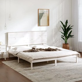 3104824 vidaXL Cadru de pat, alb, 200x200 cm, lemn masiv de pin