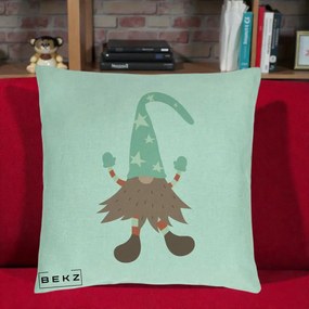 Perna Decorativa Pitic Gnom Nordic cu Cadou Menta, 40x40 cm, Verde Menta, Husa Detasabila, Perna Inclusa, BEKZ®
