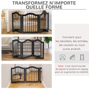 PawHut Barieră de siguranță barieră modulabilă pliabilă pentru animale de companie cu picior de suport MDF lemn masiv 154,5 x 61 cm negru | Aosom Romania