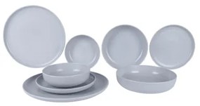 Set de masă 8 piese, gri, din porțelan
