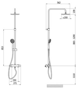 Set de duș cu baterie termostatică JIKA H3337170045711 MIO crom lucios