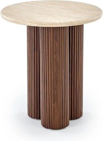 Masuta DOROTEA S, piatra travertin/nuc, 50x56 cm