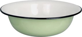 Bol decorativ vintage din oțel emailat, verde „Emil’s 9L”