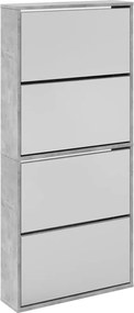 vidaXL Pantofar cu oglindă, 4 niveluri, gri beton, 63x17x134 cm