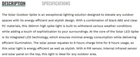 Tarus LED Solar de exterior cu senzor de miscare IP44 Solar