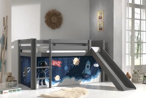 Pat copii cu tobogan și husă navetă spațială pentru copii – Vipack Pino [Dimensiuni: 200x90x114 cm]