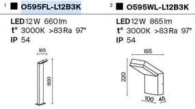 Aplica LED de perete exterior design modern IP54 Paso negru
