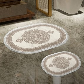 Set 2 Covorase de Baie 410602-O, Poliester, Crem / Bej
