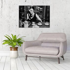 Tablou pe sticlă cu femeie (70x50 cm)